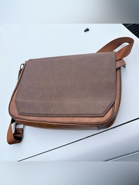 Aldo Brown Leather-Textured Messenger Bag